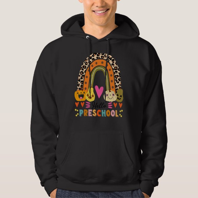 Sudadera Hola Profesor De Arcoiris De Boho De Preescolar De (Anverso)
