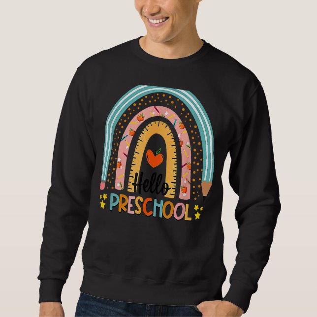 Sudadera Hola Profesor De Arcoiris De Boho De Preescolar De (Anverso)