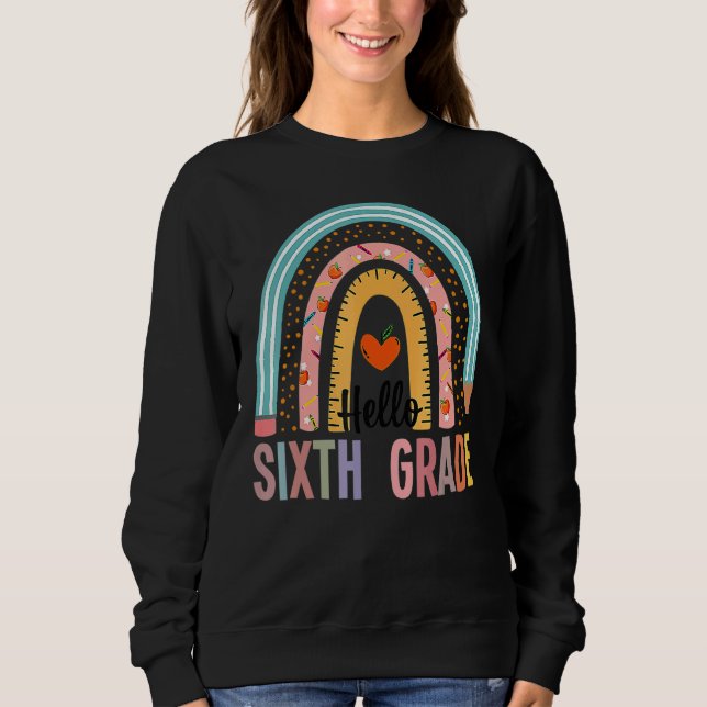 Sudadera Hola Profesor De Boho Rainbow De Sexto Grado De Vu (Anverso)