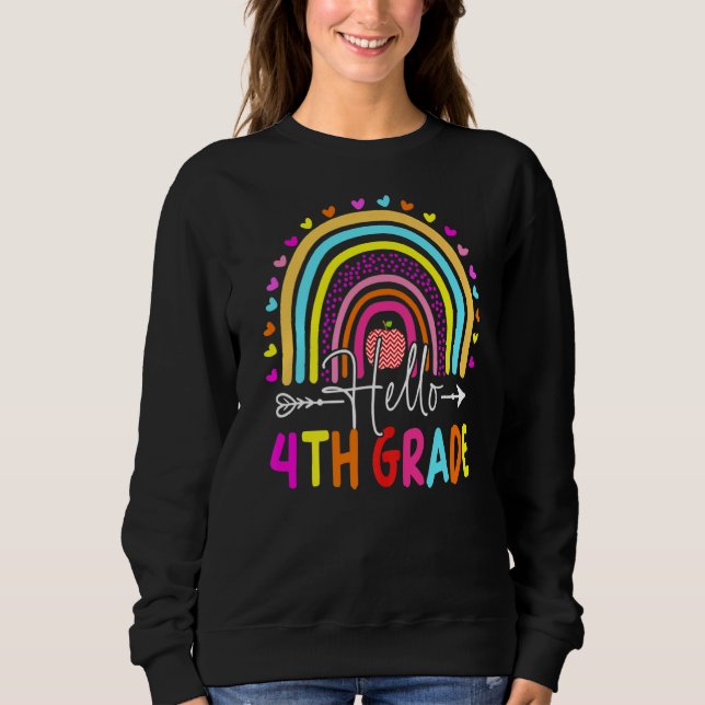 Sudadera Hola profesor de cuarto grado en arco iris de vuel (Anverso)