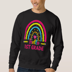 Sudadera Hola profesor de primer grado Boho Rainbow de vuel