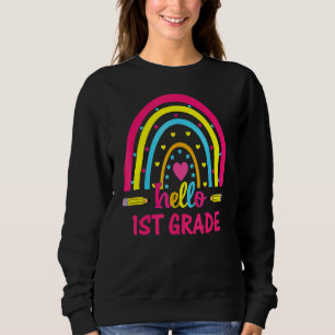 Sudadera Hola profesor de primer grado Boho Rainbow de vuel