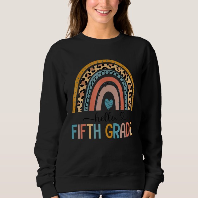 Sudadera Hola profesor de quinto grado Niños Boho Rainbow B (Anverso)
