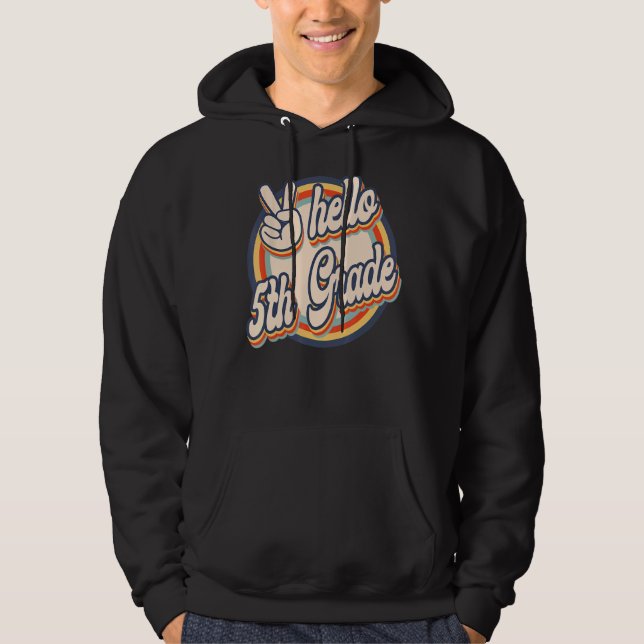 Sudadera Hola Profesor Retro De Quinto Grado Primer Día De  (Anverso)