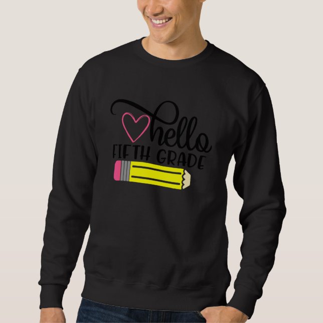 Sudadera Hola, Quinto Grado De Vuelta Al Estudiante De Maes (Anverso)