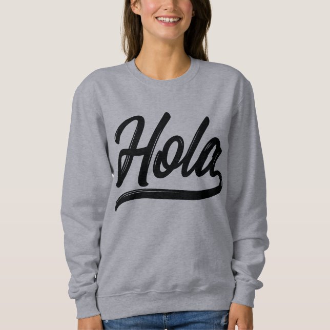 Sudadera Hola Script (negro) (Anverso)