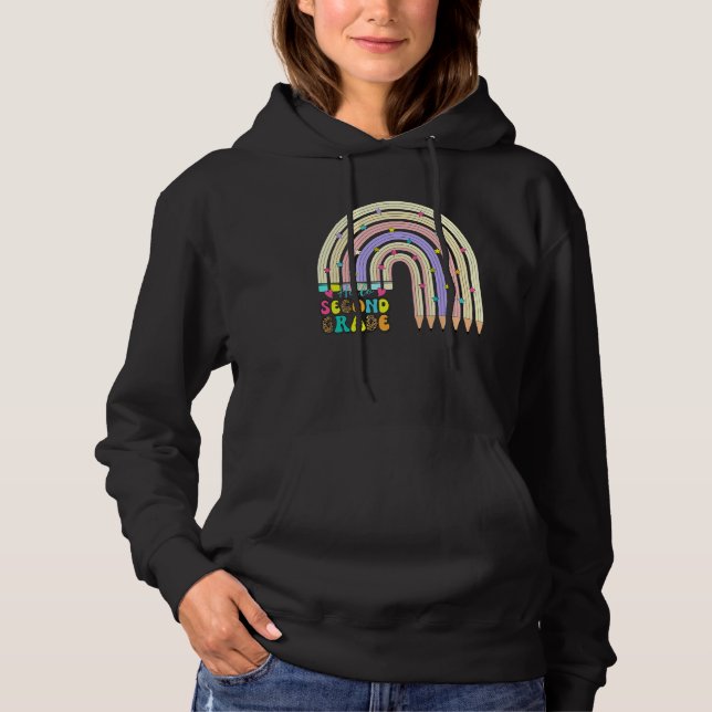 Sudadera Hola Segundo Grado Lápiz Arcoíris De Regreso A La  (Anverso)