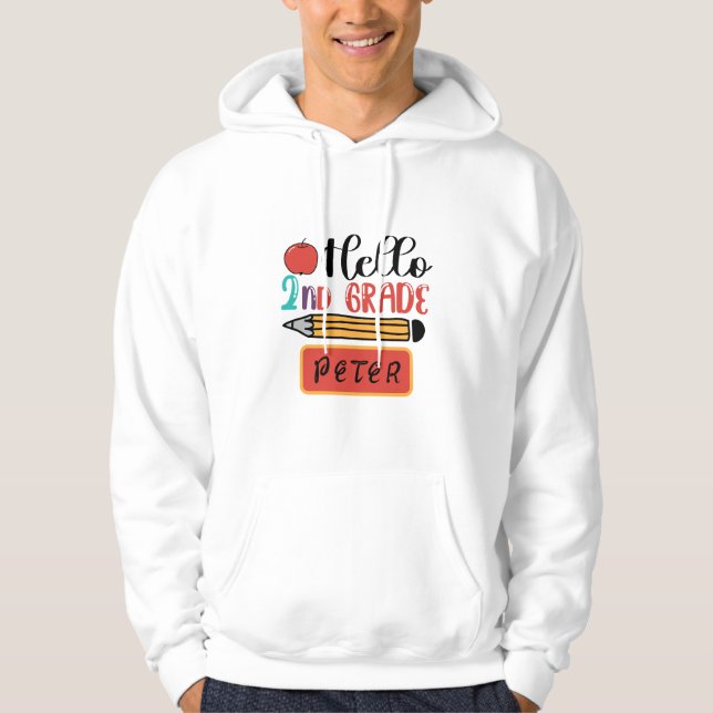 Sudadera Hola segundo grado personalizado de vuelta a la di (Anverso)