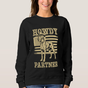 Sudadera Hola socio perro vaquero Gran Danés bandera