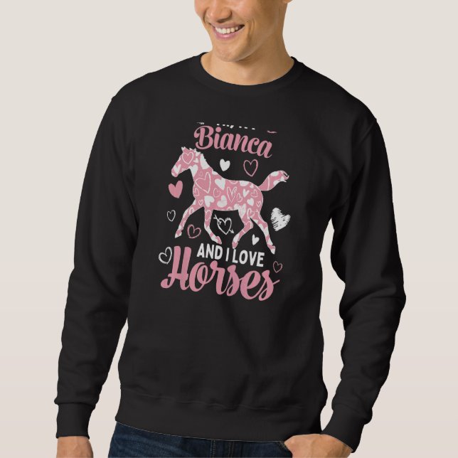 Sudadera Hola, soy Bianca y amo a los caballos Cute Heart P (Anverso)