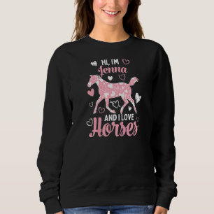 Sudadera Hola, soy Jenna y me encanta el patrón del corazón