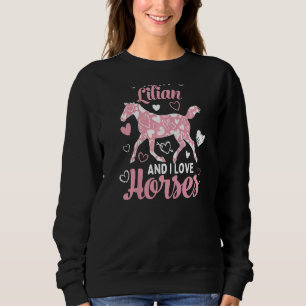 Sudadera Hola, soy Lilian y amo a los caballos Cute Heart P