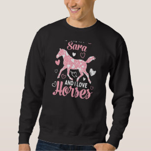 Sudadera Hola, soy Sara y me encanta el patrón de corazón d