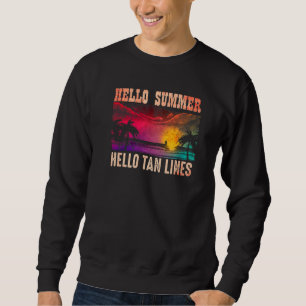Sudadera Hola Summer Hello Tan Líneas de Retro Vacaciones