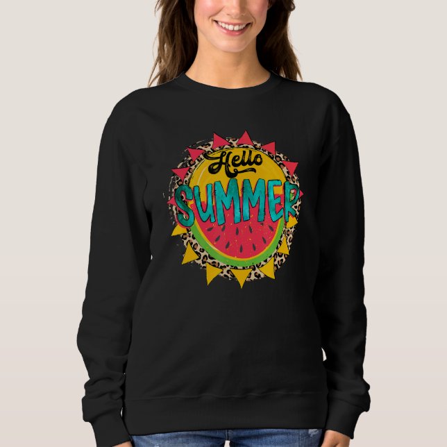 Sudadera Hola Summer Sunshine Watermelon Summer Vibes Fami (Anverso)