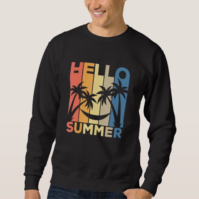 Sudadera Hola Summer Vintage Sunset Vacation Hammock Palm (Anverso)