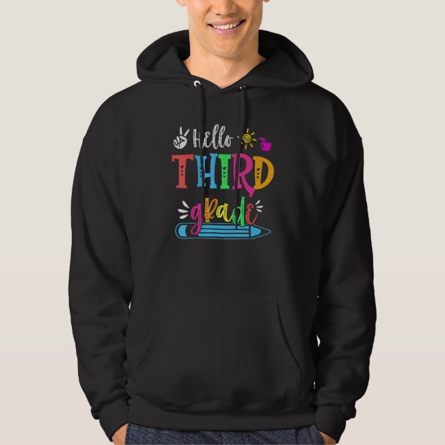 Sudadera Hola, tercer grado de diversión, tercer grado de v (Anverso)