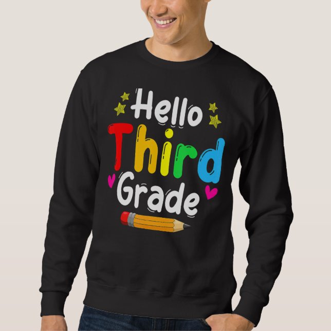 Sudadera Hola, tercer grado de vuelta al equipo escolar 3er (Anverso)