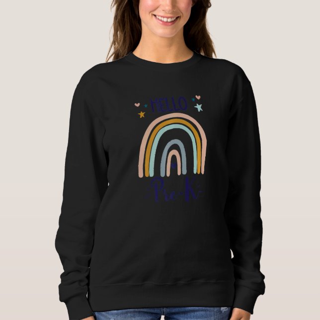 Sudadera Hola Tk Boho Arcoiris Para Maestra Prek Preescolar (Anverso)