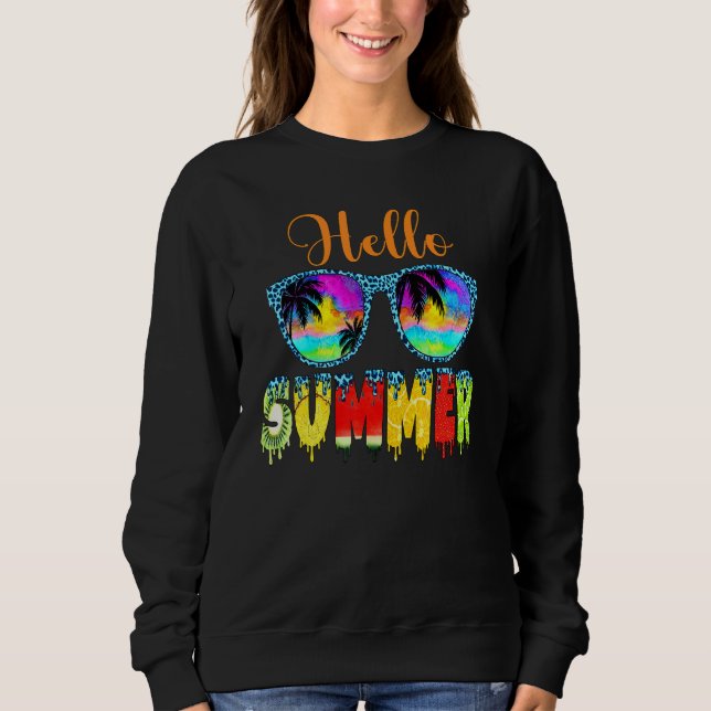 Sudadera Hola verano con gafas de sol vacaciones de playa r (Anverso)