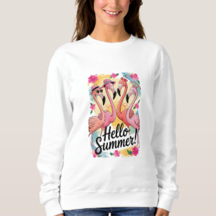 Sudadera Hola verano lindo flamenco vacaciones de playa tro
