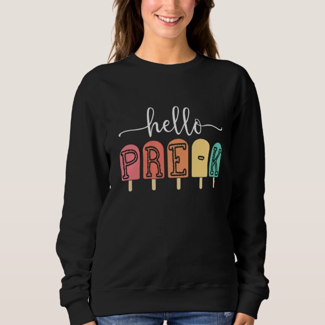 Sudadera Hola verano preescolar maestro verano helado (Anverso)