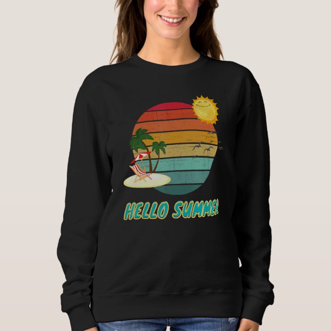 Sudadera Hola Verano Vacaciones Palm Tree Aves Solares Y Ma (Anverso)