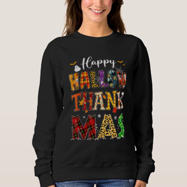 Sudadera Holiday Happy HallowThanksMas Christmas Thanksgivi (Anverso)