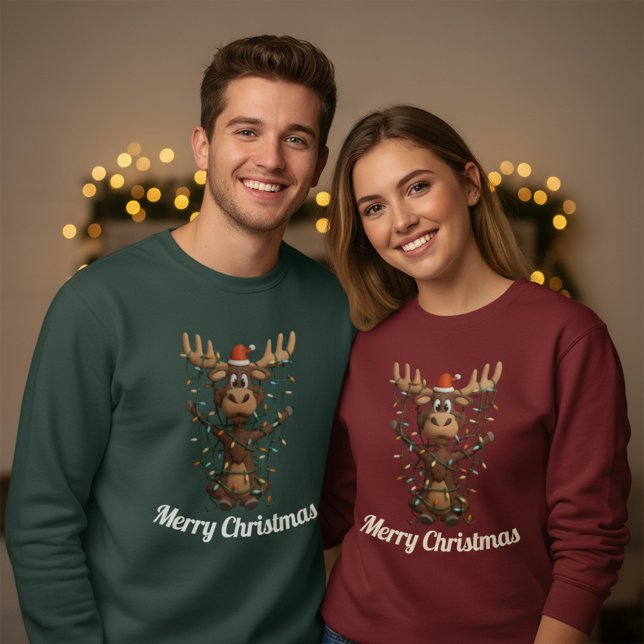 Sudadera Holiday Lights Moose (Subido por el creador)