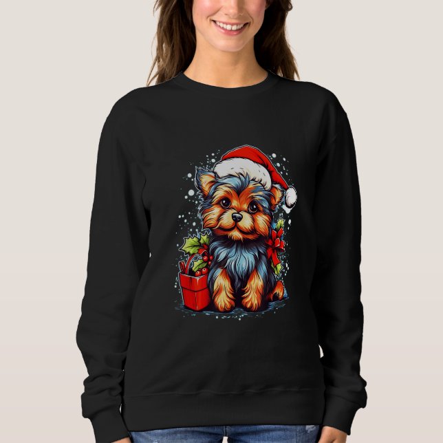 Sudadera Holiday Yorkshire Terrier Cute Christmas Dog Desig (Anverso)