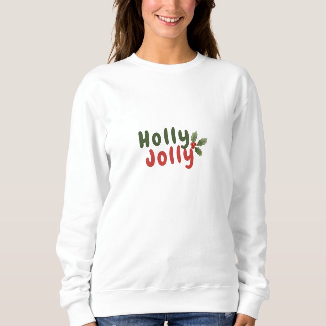 Sudadera Holly Jolly - Fiesta festiva con icono holly (Anverso)