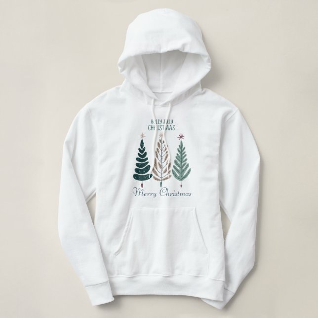 Sudadera Holly Jolly Merry Christmas Tree Elegant Holiday (Diseño del anverso)
