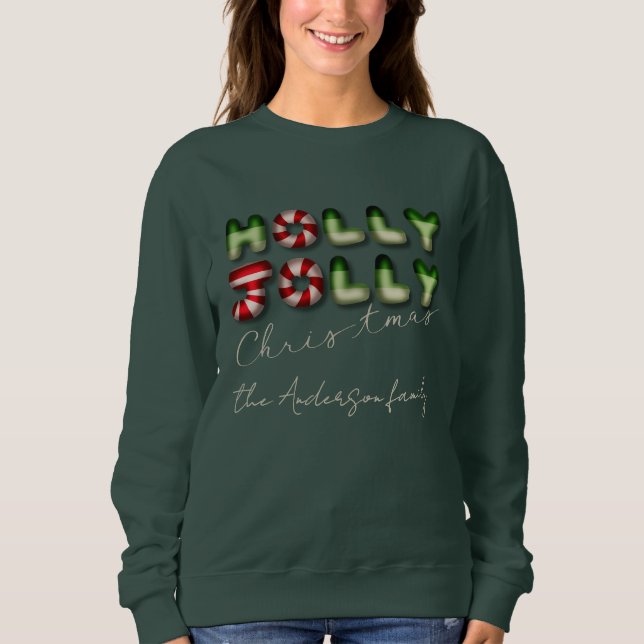 Sudadera Holly Jolly Navidad globo de caramelos en negrita  (Anverso)