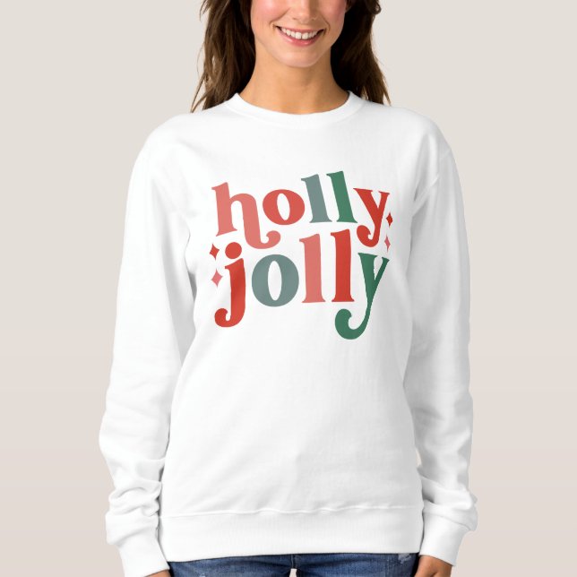 Sudadera Holly Jolly - Tipografía de vacaciones retro (Anverso)