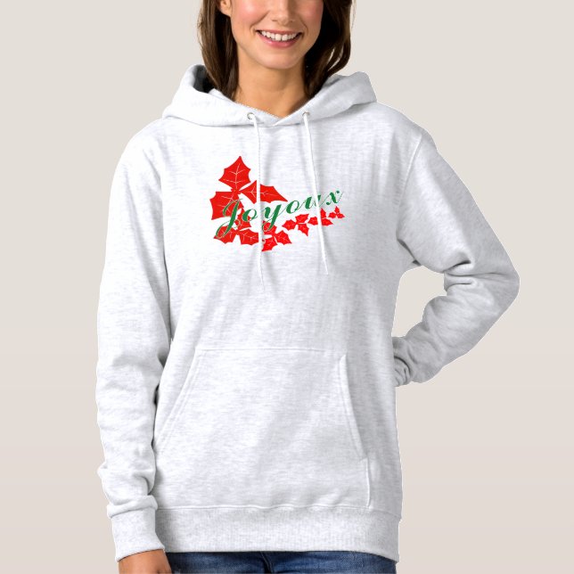 Sudadera Holly Leaf Joyoux Noel Christmas T-Shirt Hoodie (Anverso)
