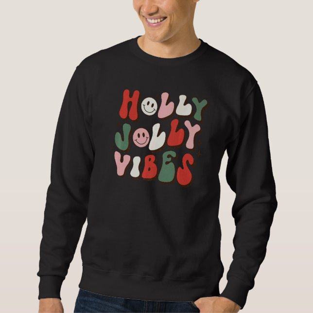 Sudadera Holly Xmas Jolly Vibes Smiling Groovy Christmas Pa (Anverso)