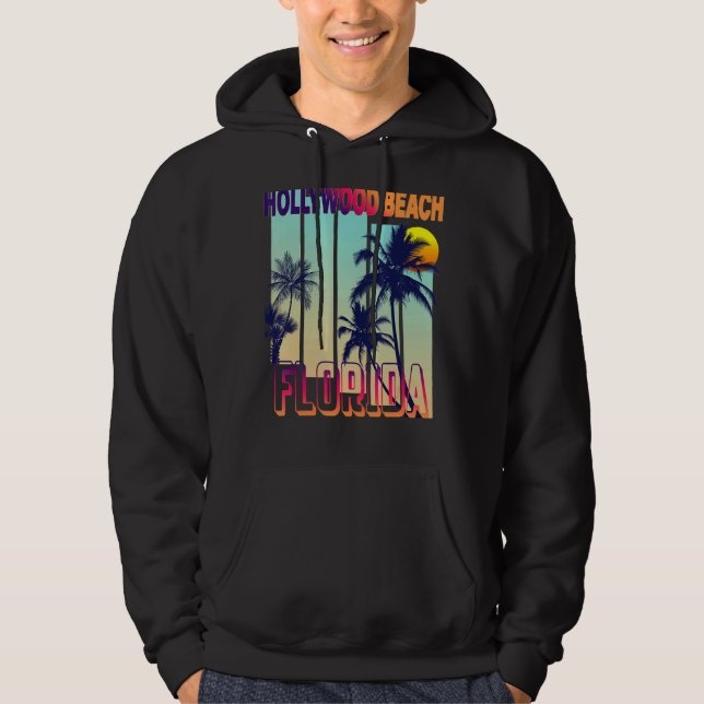Sudadera Hollywood Beach Retro Estilo Vintage Palm Tree (Anverso)