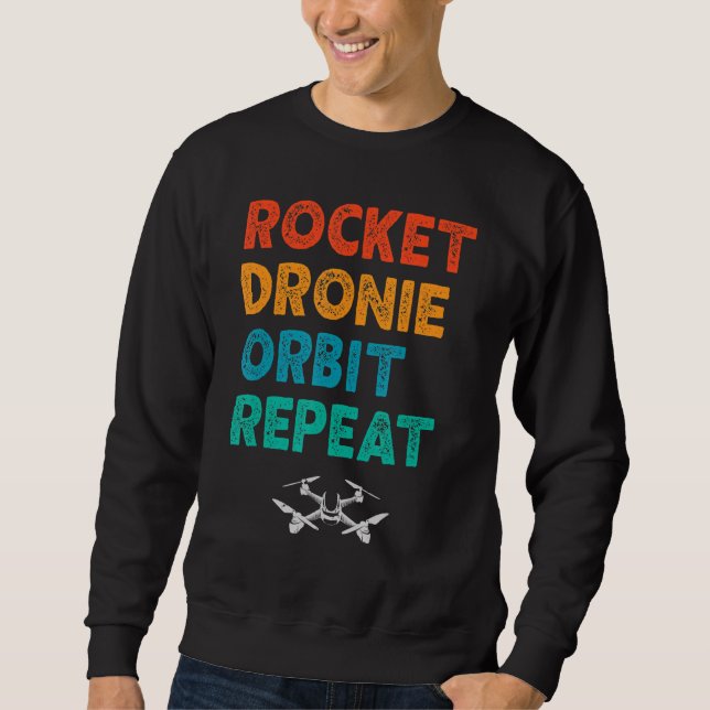 Sudadera Hombre Cohete Dronie Órbita Repetir  Drone Drone P (Anverso)