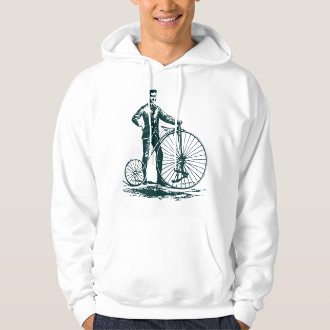 Sudadera Hombre con Penny Farthing - Verde oscuro (Anverso)