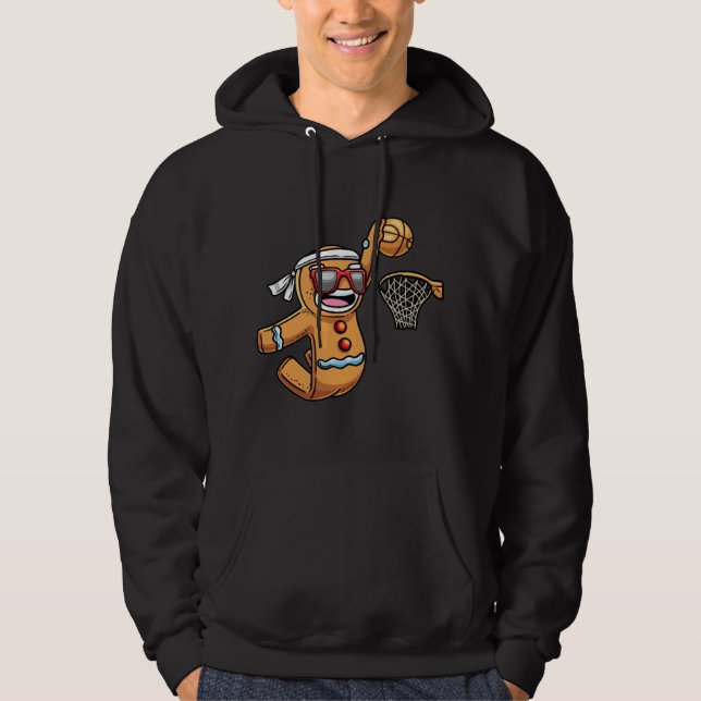 Sudadera Hombre de jengibre jugando Navidades de baloncesto (Anverso)