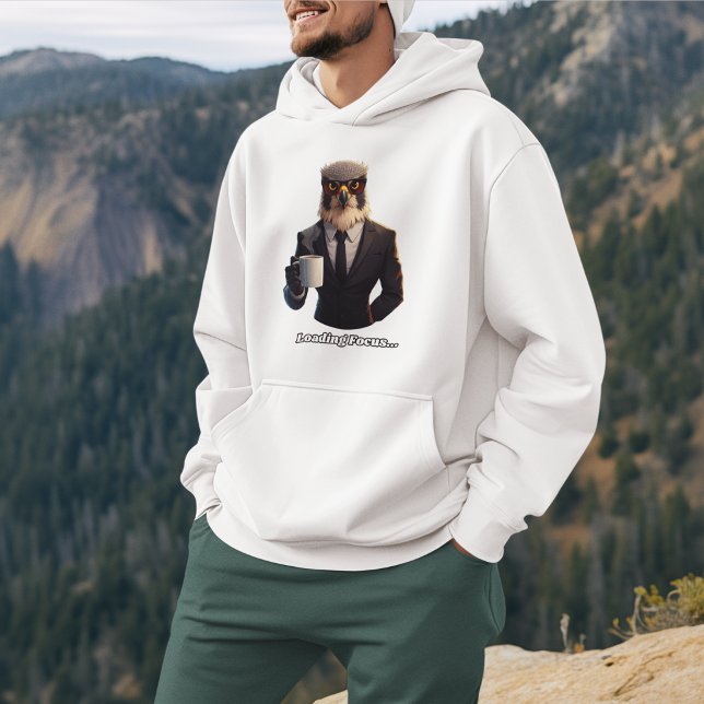 Sudadera Hombre de negocios halcón cargando café enfocado (Subido por el creador)