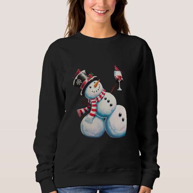 Sudadera Hombre de nieve con Navidades de vino regalo diver (Anverso)