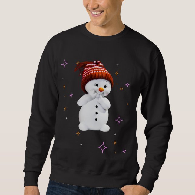Sudadera Hombre de nieve con regalo de copos de nieve para  (Anverso)
