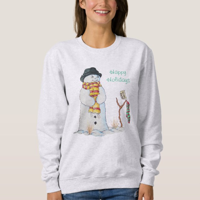 Sudadera Hombre de nieve lindo sonriendo en la nieve de los (Anverso)