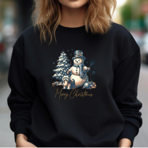 Sudadera Hombre de nieve y perro de Navidad vintage