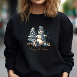 Sudadera Hombre de nieve y perro de Navidad vintage