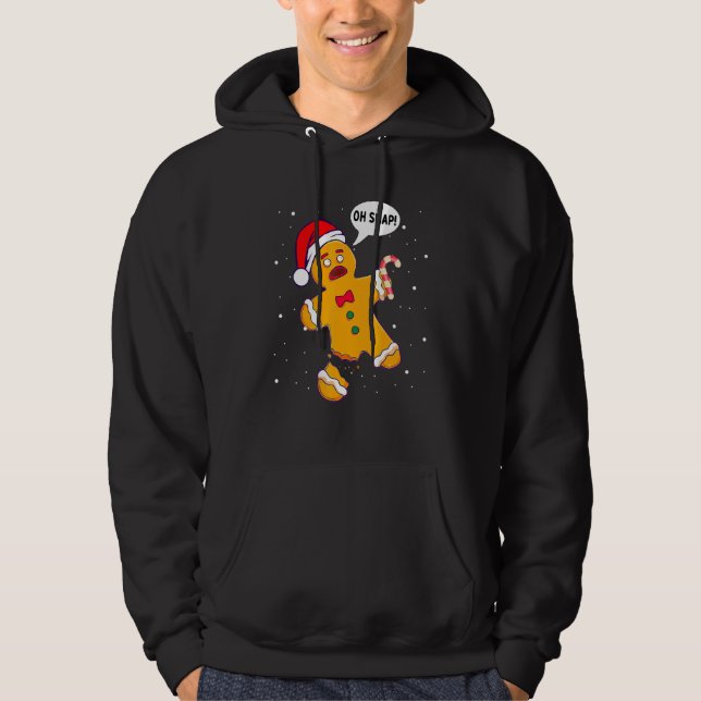 Sudadera Hombre de pan de jengibre Oh Navidades de chapa (Anverso)