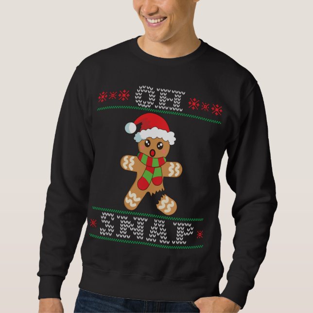 Sudadera Hombre de pan de jengibre Oh Navidades de chapa su (Anverso)