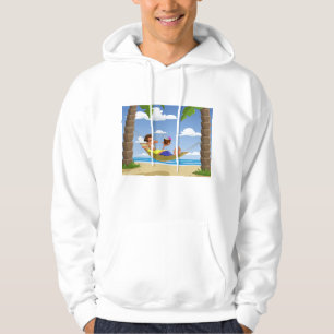 Sudadera Hombre Divertido Relajándose en Hamaca de Playa