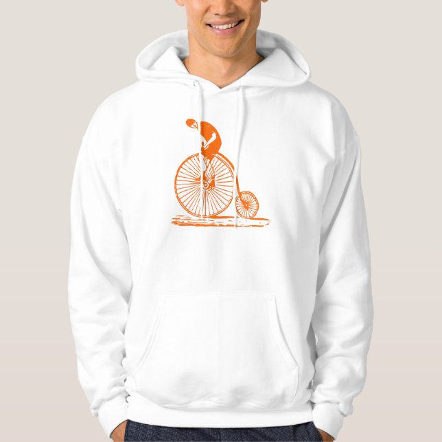 Sudadera Hombre en un penny Farthing - Naranja (Anverso)
